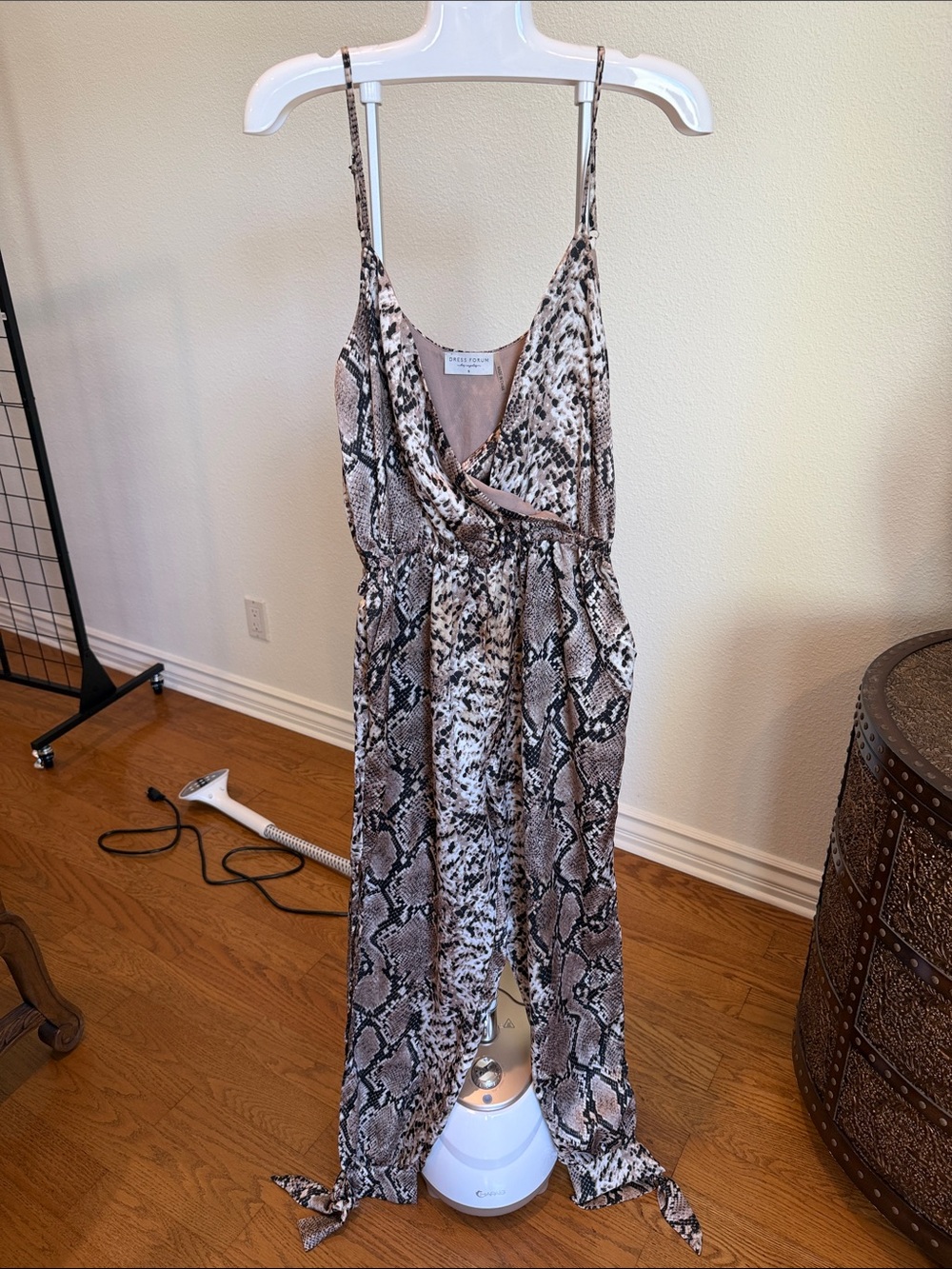 Dress Forum Neutral Snake-Print Sleeveless Jumpsuit